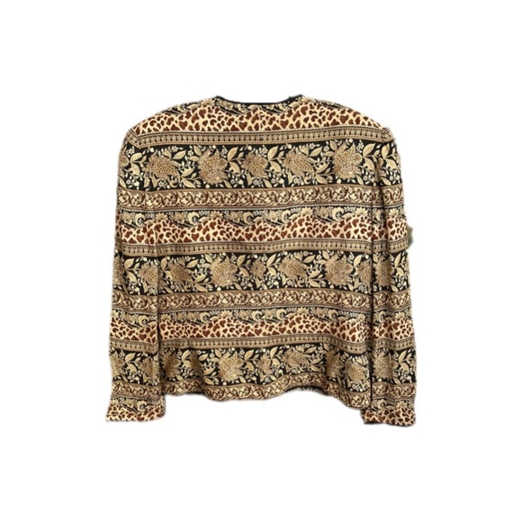Adrianna Papell Floral Animal Print 100% Silk Button Down Jacket Women’s 16 - Picture 2 of 10
